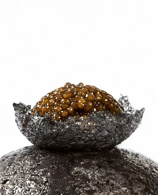 A caviar course served in a delicate edible shell